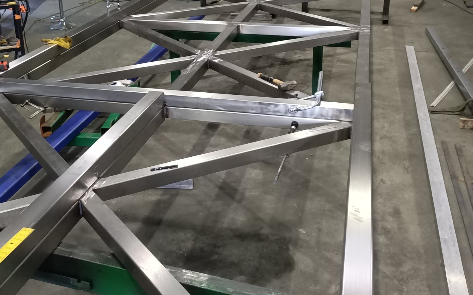 Stainless steel framework during fabrication