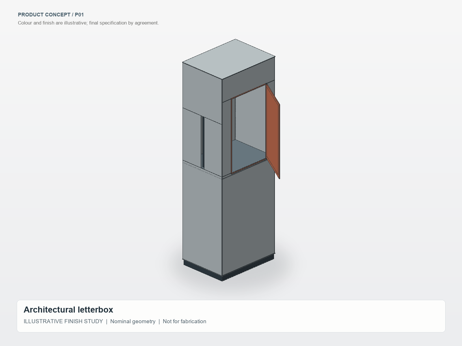 CAD finish study of a custom architectural letterbox