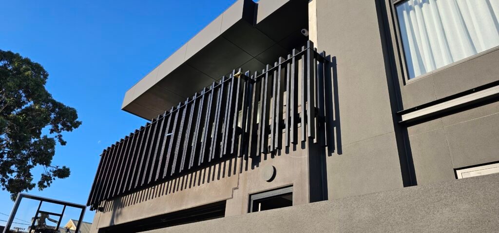 Installed balcony balustrade at the Coburg residential project